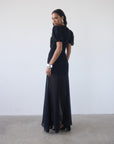 AGUA MAXI DRESS IN BLACK CRINKLE CHIFFON