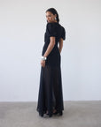 AGUA MAXI DRESS IN BLACK CRINKLE CHIFFON - De La Vali