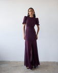 AGUA MAXI DRESS IN MAROON CRINKLE CHIFFON
