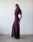 AGUA MAXI DRESS IN MAROON CRINKLE CHIFFON