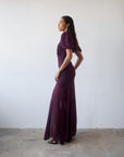 AGUA MAXI DRESS IN MAROON CRINKLE CHIFFON