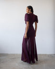 AGUA MAXI DRESS IN MAROON CRINKLE CHIFFON