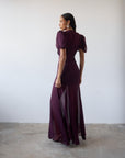AGUA MAXI DRESS IN MAROON CRINKLE CHIFFON - De La Vali