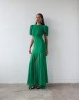 AGUA MAXI DRESS IN PALM GREEN CRINKLE CHIFFON