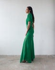AGUA MAXI DRESS IN PALM GREEN CRINKLE CHIFFON