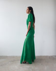AGUA MAXI DRESS IN PALM GREEN CRINKLE CHIFFON - De La Vali