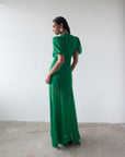 AGUA MAXI DRESS IN PALM GREEN CRINKLE CHIFFON