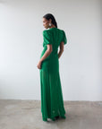 AGUA MAXI DRESS IN PALM GREEN CRINKLE CHIFFON - De La Vali