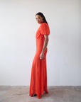 AGUA MAXI DRESS IN RED CRINKLE CHIFFON - De La Vali