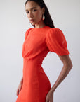 AGUA MAXI DRESS IN RED CRINKLE CHIFFON