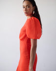 AGUA MAXI DRESS IN RED CRINKLE CHIFFON