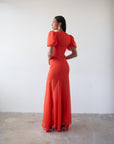 AGUA MAXI DRESS IN RED CRINKLE CHIFFON - De La Vali