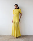 AGUA MAXI DRESS IN YELLOW CRINKLE CHIFFON - De La Vali