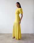 AGUA MAXI DRESS IN YELLOW CRINKLE CHIFFON - De La Vali