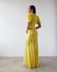 AGUA MAXI DRESS IN YELLOW CRINKLE CHIFFON - De La Vali