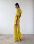 AGUA MAXI DRESS IN YELLOW CRINKLE CHIFFON