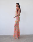 BOUGAINVILLEA CHIFFON MAXI DRESS IN SAGE FLORAL