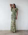 BOUGAINVILLEA CHIFFON MAXI DRESS IN ART DECO FLORAL - De La Vali
