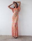 BOUGAINVILLEA CHIFFON MAXI DRESS IN SAGE FLORAL