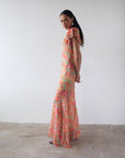 BOUGAINVILLEA CHIFFON MAXI DRESS IN SAGE FLORAL