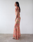 BOUGAINVILLEA CHIFFON MAXI DRESS IN SAGE FLORAL