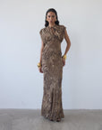 CERES MAXI DRESS IN GUEPARDO GEORGETTE CHIFFON