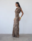 CERES MAXI DRESS IN GUEPARDO GEORGETTE CHIFFON