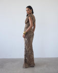 CERES MAXI DRESS IN GUEPARDO GEORGETTE CHIFFON