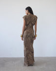 CERES MAXI DRESS IN GUEPARDO GEORGETTE CHIFFON
