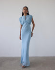 CERES MAXI DRESS IN SKY GEORGETTE CHIFFON - De La Vali