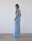 CERES MAXI DRESS IN SKY GEORGETTE CHIFFON - De La Vali