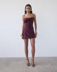 DORADA MINI DRESS IN EARTH SILK SATIN
