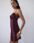 DORADA MINI DRESS IN EARTH SILK SATIN