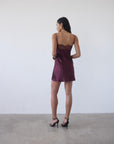 DORADA MINI DRESS IN EARTH SILK SATIN