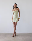 DORADA MINI DRESS IN SAND SILK SATIN - De La Vali