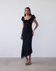EDEN MIDI DRESS IN BLACK LACE - De La Vali