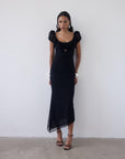 EDEN MIDI DRESS IN BLACK LACE - De La Vali