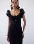 EDEN MIDI DRESS IN BLACK LACE - De La Vali