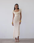 EDEN MIDI DRESS IN CREAM LACE - De La Vali