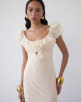 EDEN MIDI DRESS IN CREAM LACE - De La Vali