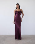 ESPERANZA LONG DRESS IN EARTH SILK SATIN - De La Vali