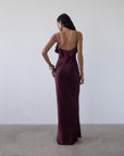 ESPERANZA LONG DRESS IN EARTH SILK SATIN - De La Vali