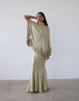 LEVANTO PONCHO IN SAND GEORGETTE CHIFFON