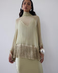 LEVANTO PONCHO IN SAND GEORGETTE CHIFFON