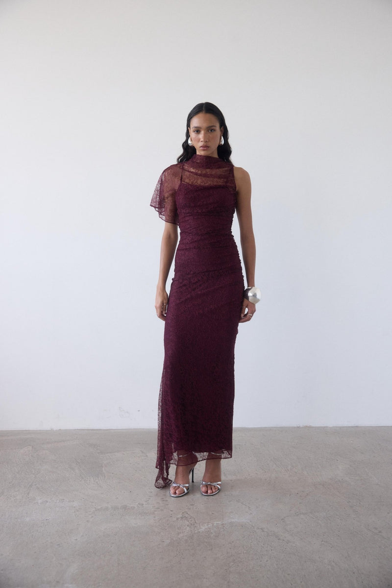 LUCHO MAXI DRESS IN EARTH LACE  DE LA VALI OFFICIAL