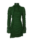 MEDUSA MINI DRESS IN DARK GREEN CHIFFON - De La Vali