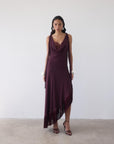 MISTRAL MIDI DRESS IN EARTH CHIFFON & LACE - De La Vali