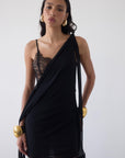 MISTRAL MINI DRESS IN BLACK CHIFFON & LACE - De La Vali