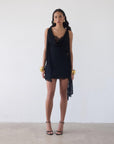 MISTRAL MINI DRESS IN BLACK CHIFFON & LACE - De La Vali