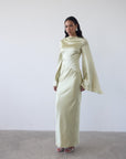 ONDAS MAXI DRESS IN SAND SILK SATIN - De La Vali
